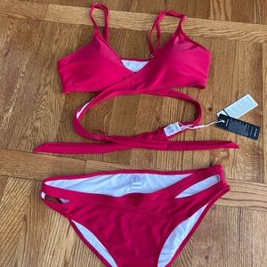 Red Bikini Top and Bottom Set
